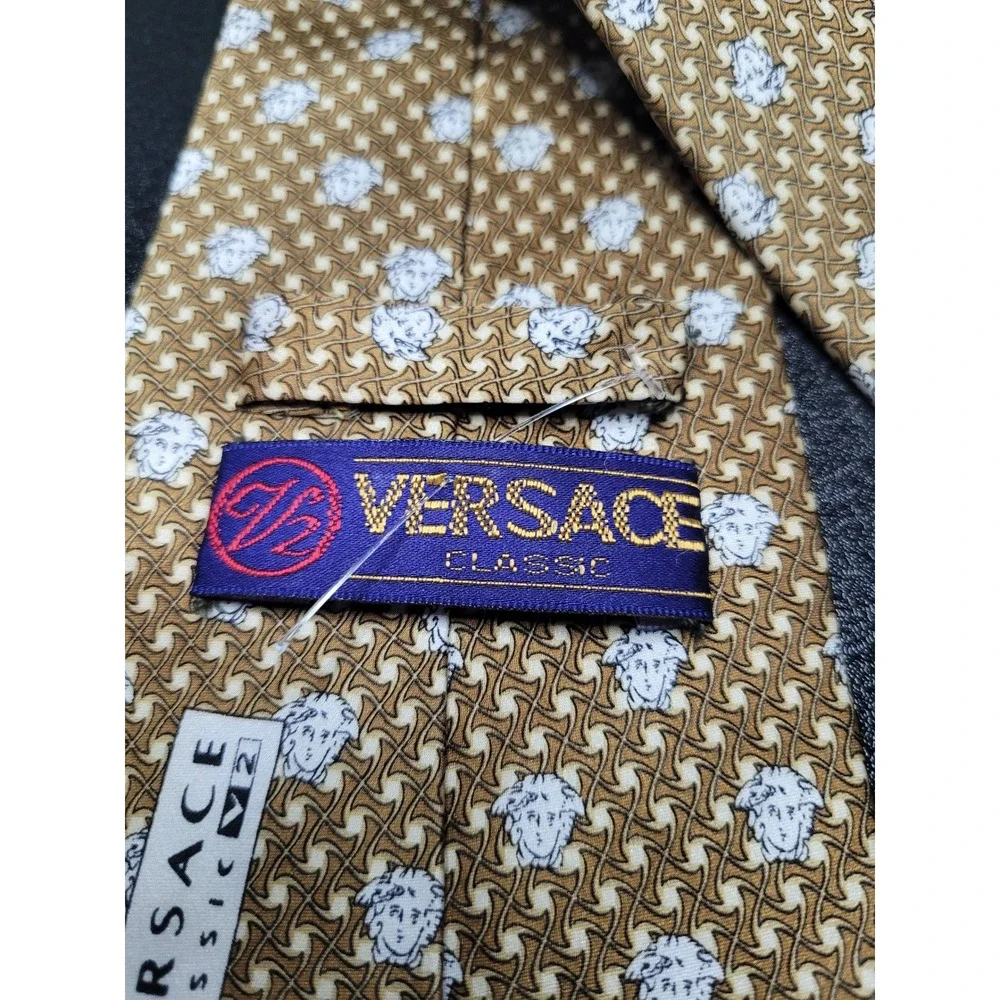 Versace Men's Necktie Gold Medusa Head Silk 4